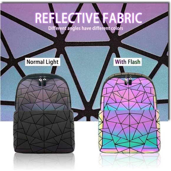 Geometric Backpack Geometries Glow Large Purse Laptop Backpack Geometrical - Picture 2 of 7